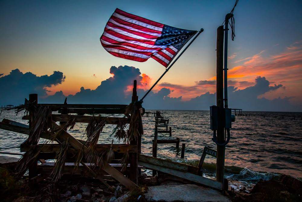 sunset US flag